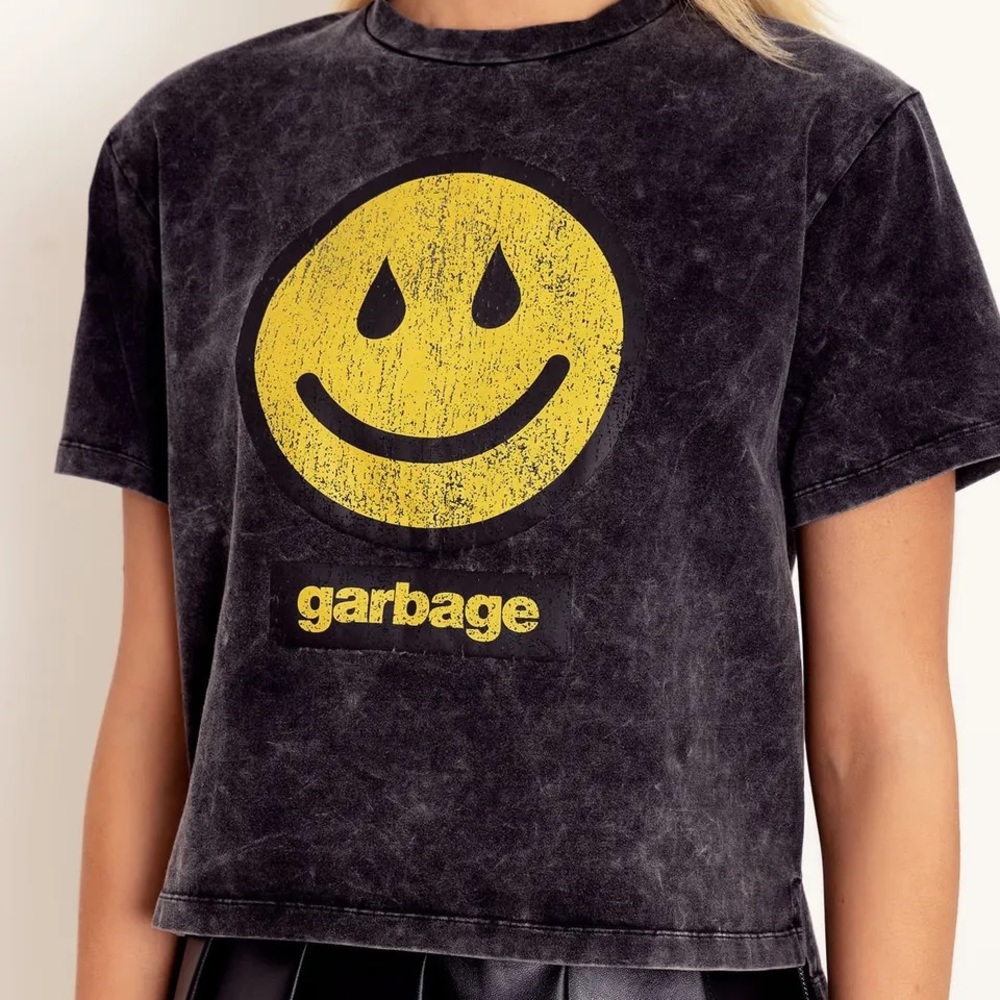 Blackmilk “GARBAGE ONLY HAPPY CROPPED ACID TEE”Size Small S NWT Music T Shirt
